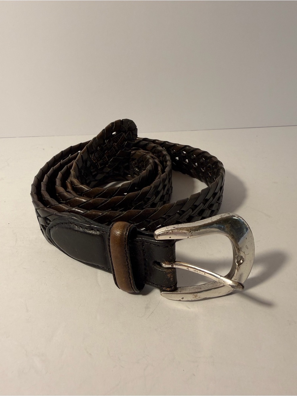 Vintage 1997 Brighton Braided Leather Belt Size 42 Western Horseshoe
